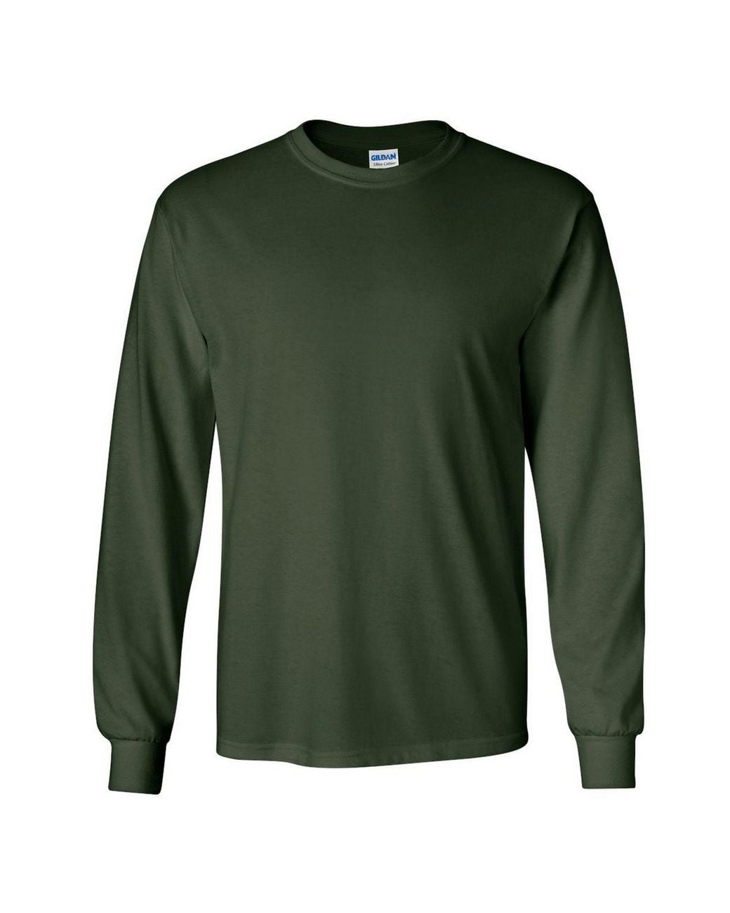 Gildan Green Plain Crew Neck Ultra Cotton Long Sleeve T-Shirt for men