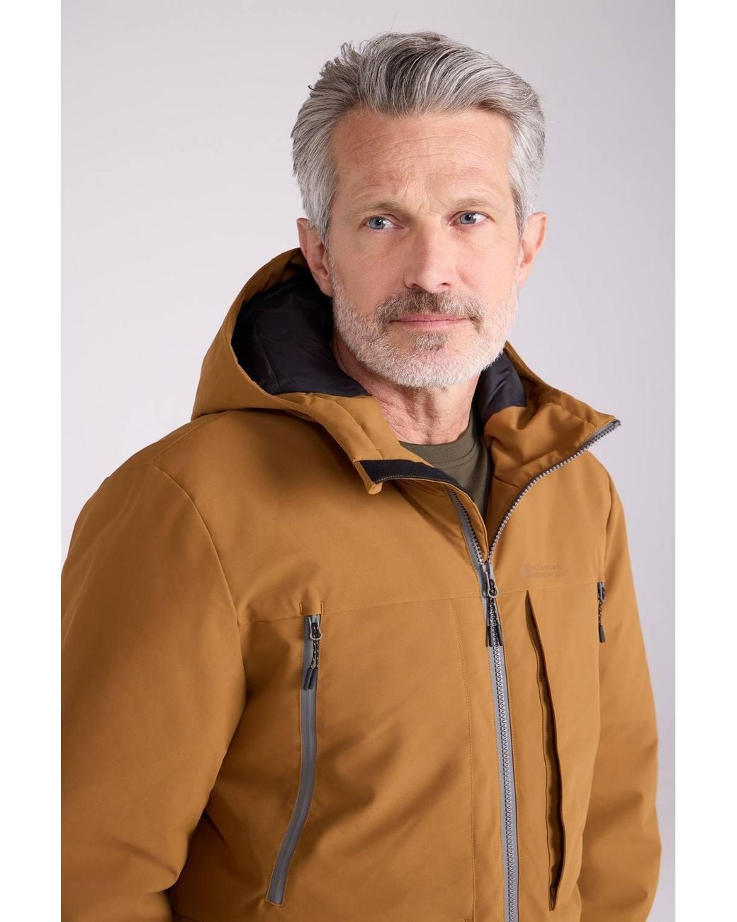 Mountain Warehouse Brown 'Langdon' Water Resistant Padded Hooded Full Zip Winter Parka Jacket for men