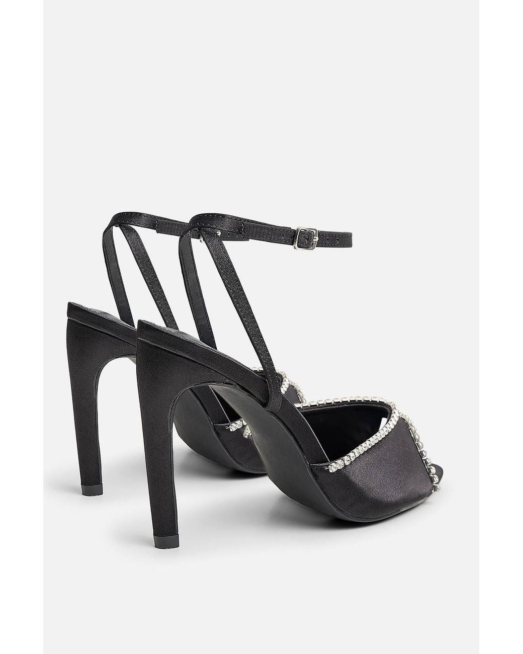 Public Desire White Caught On Embelished Peep Toe Curved High Heel