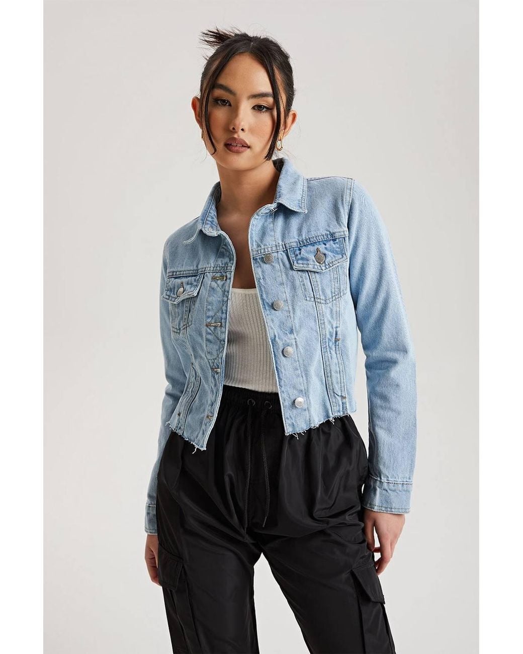Urban Bliss Blue Raw Hem Jacket