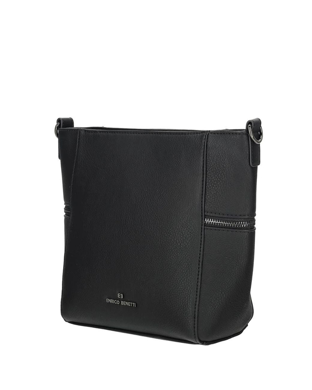 Enrico Benetti Black Roxy Faux Leather Shoulder Bag With Nylon Strap