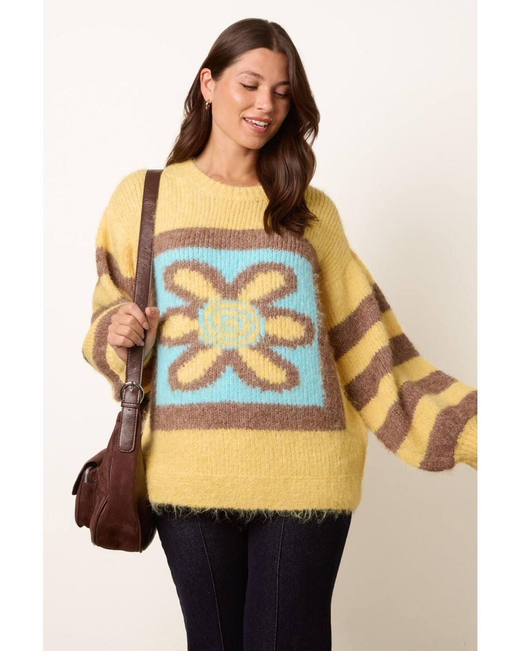 Blue Vanilla Yellow Long Sleeve Round Neck Jumper