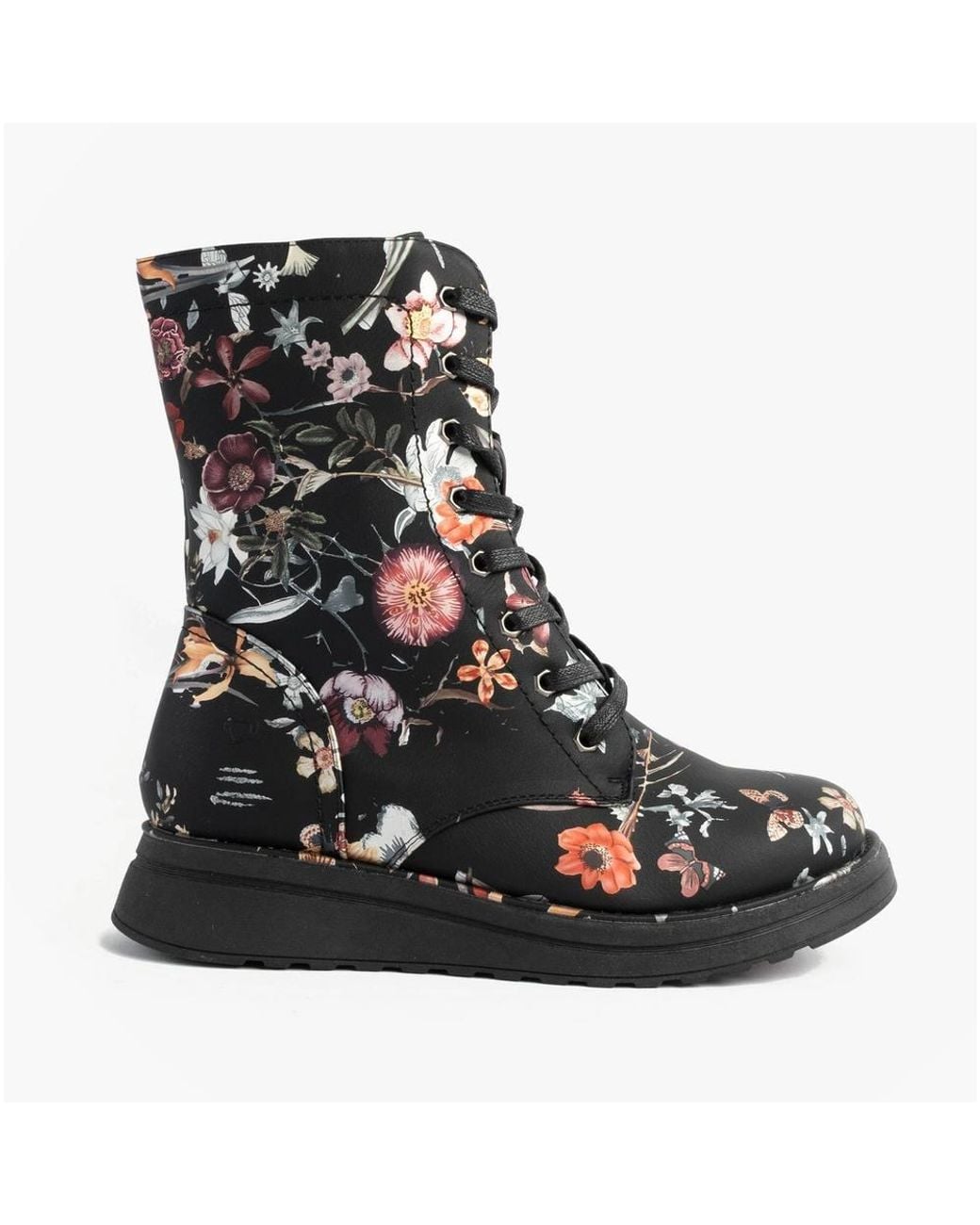 Heavenly Feet Black Martina4 Print Lace Up Ankle Boots