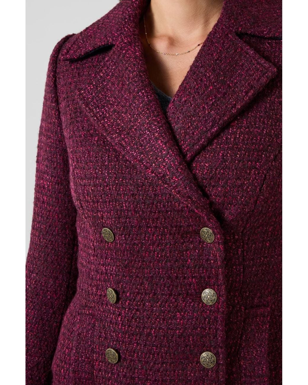 Joe Browns Red Berry Dreams Long Tweed Coat