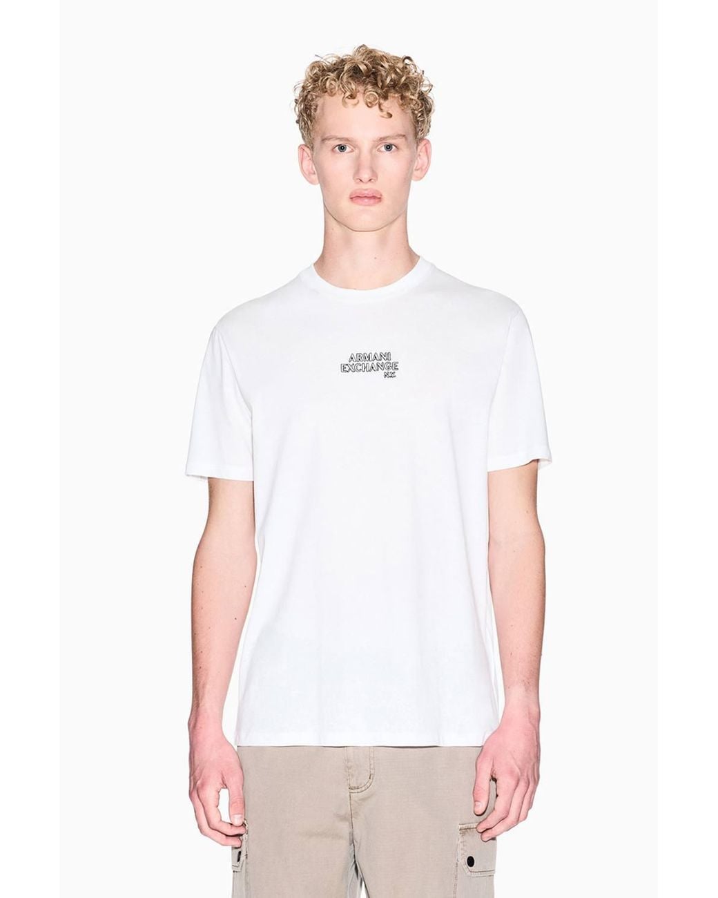 ARMANI EXCHANGE White Logo Slim T-Shirt for men