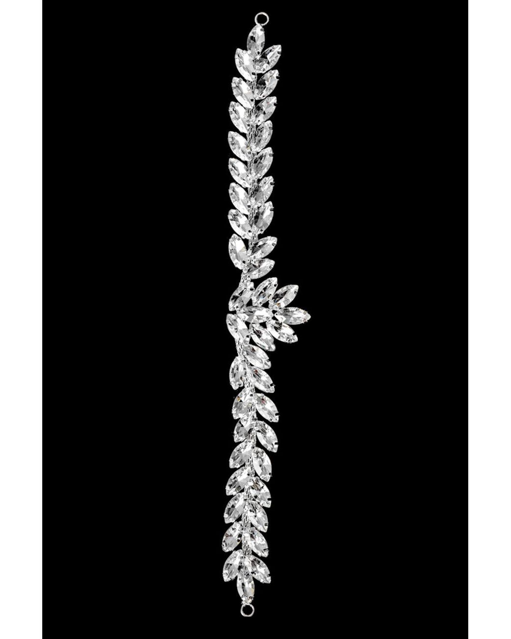Neel Blue Black Diamante Motif, Crystal Appliques, 210Mm X 35Mm