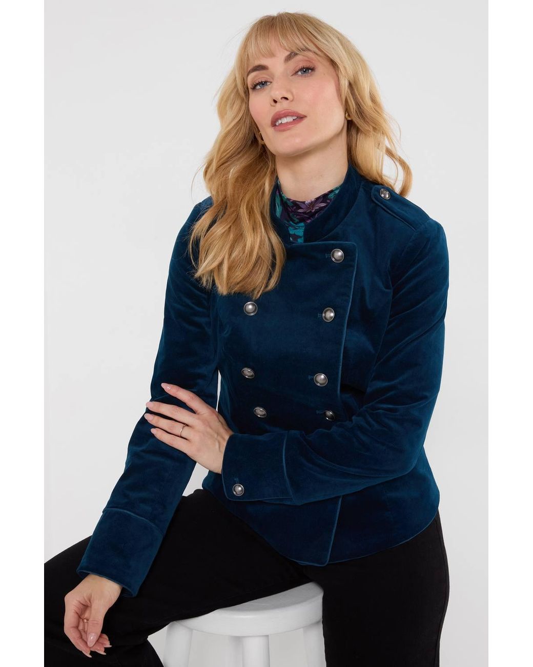 Joe Browns Blue Majestic Moleskin Military Jacket