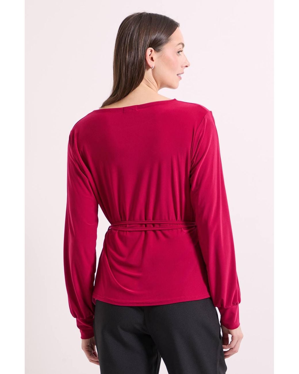 PRINCIPLES Pink Tie Waist Split Shoulder Jersey Top
