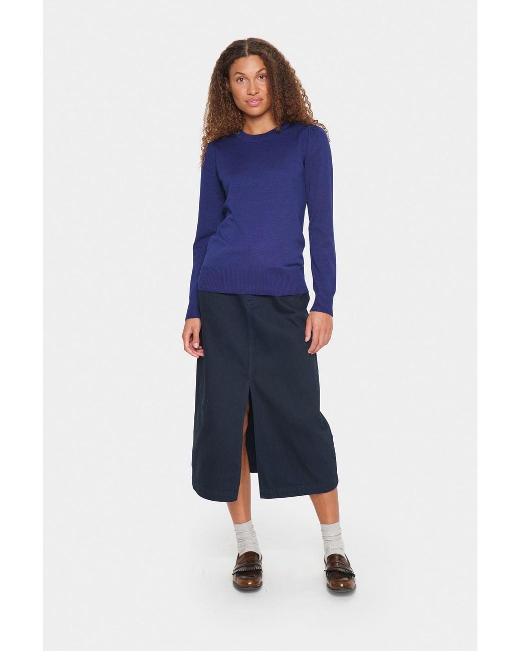 Saint Tropez Blue Milasz Crew Neck Knit Jumper