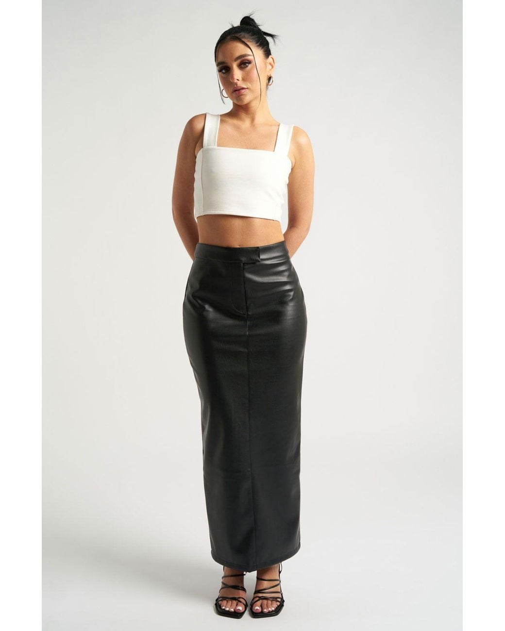 Urban Bliss Black Pu Column Maxi Skirt