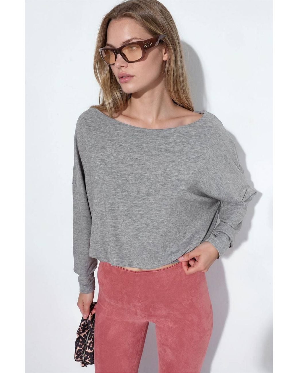 Busem Gray Crew Neck Long Sleeve Top