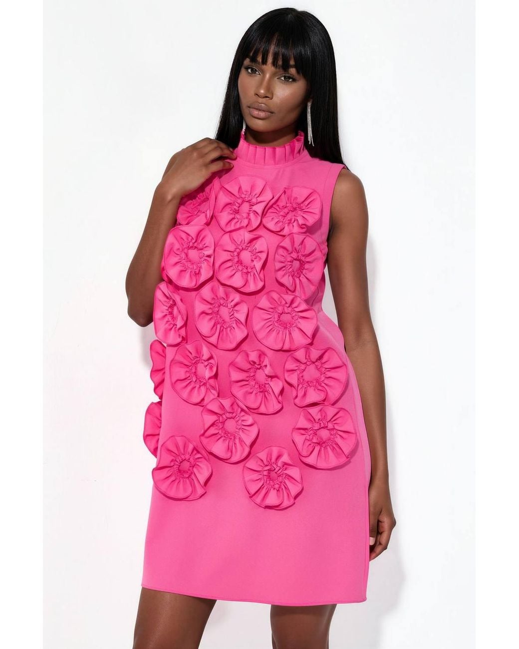Msn-Collection Pink Embroidered Sleeveless Mini Dress
