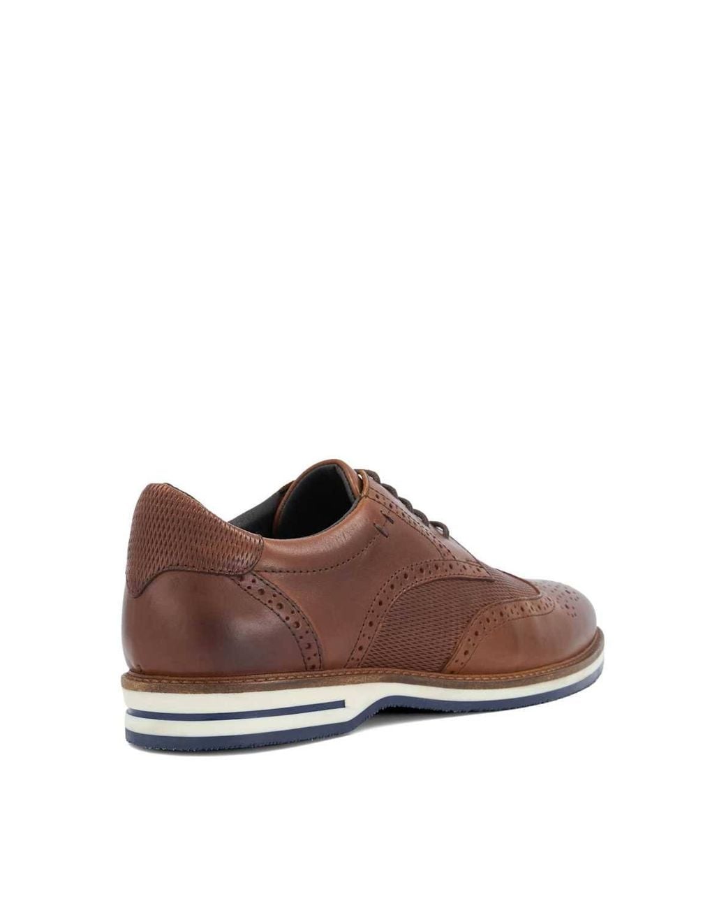 Dune Brown Wide Fit 'Barkings' Leather Casual Shoes for men