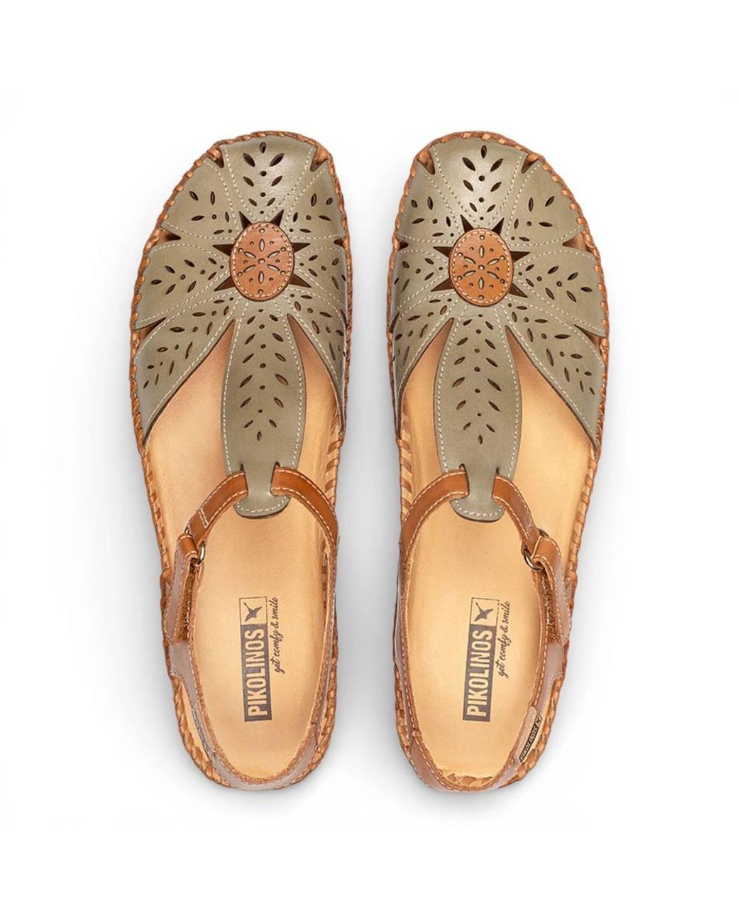 TruClothing Brown Tan Leather Cushioned Wedge Sandal Shoes