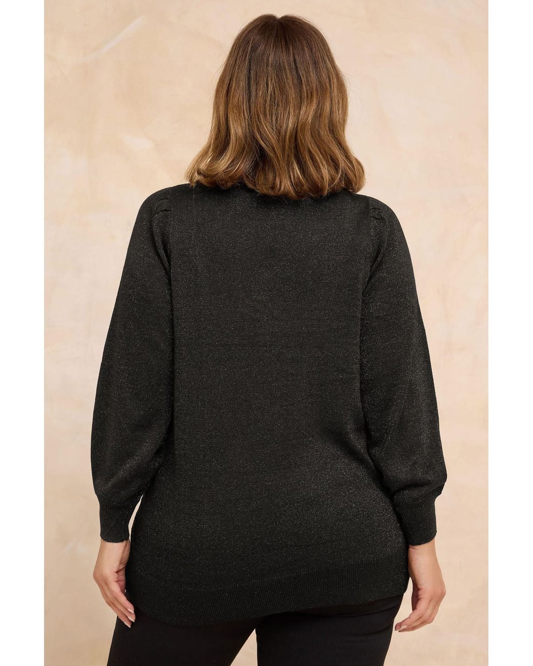 Evans Black Metallic Knitted Jumper