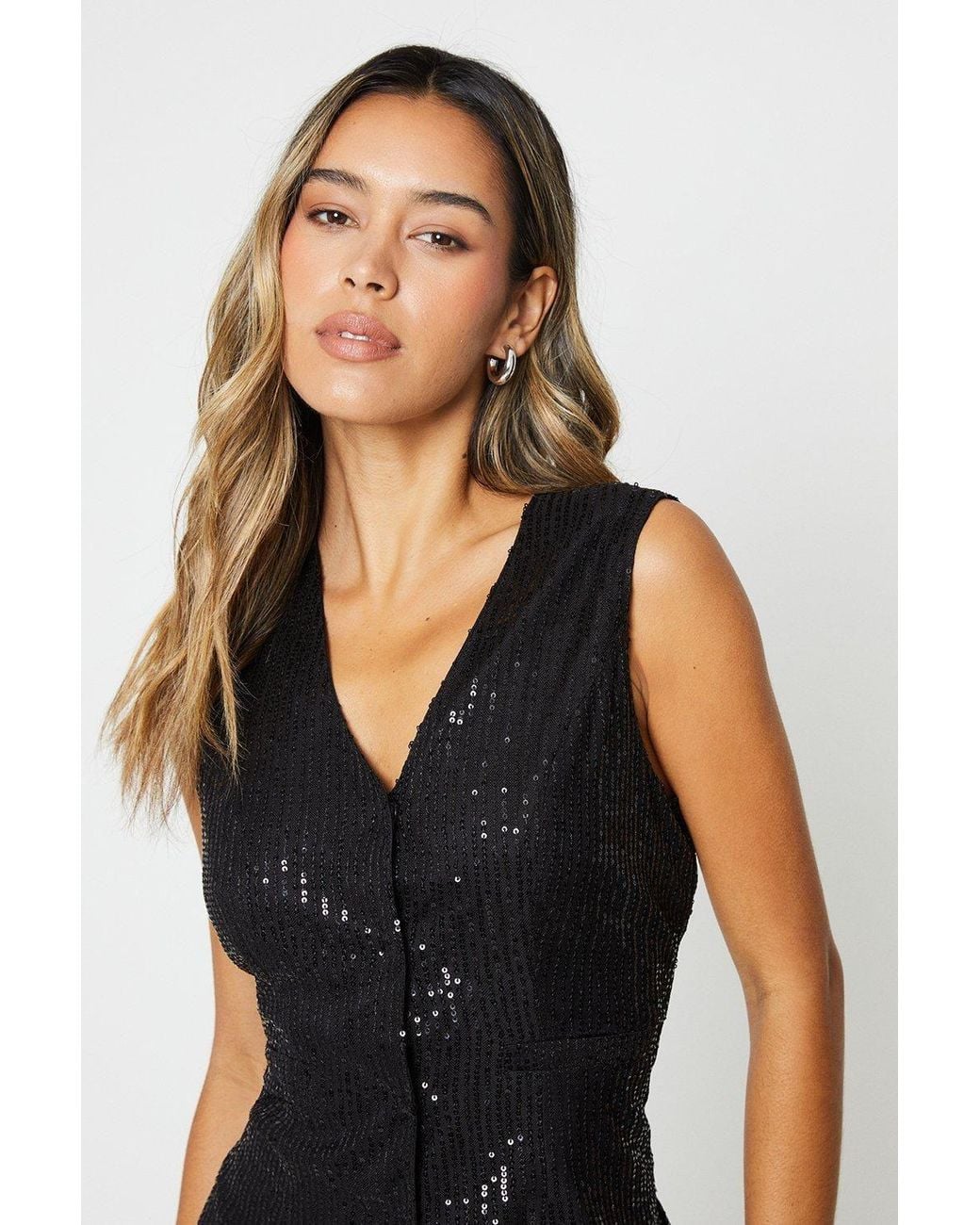 Dorothy Perkins Black Sequin Waistcoat