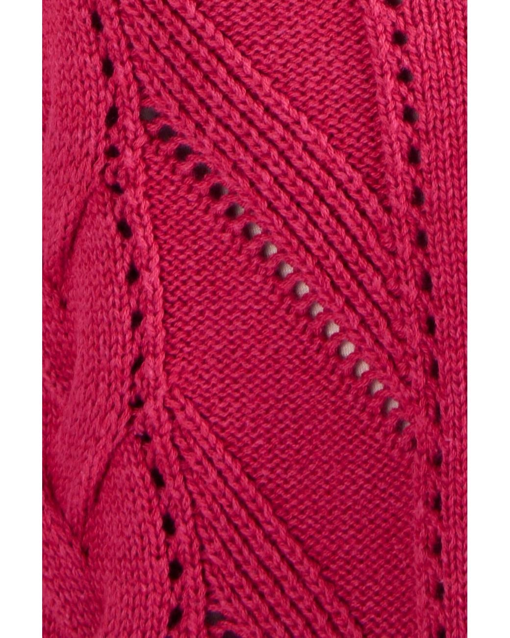 DAMART Pink Cotton Blend Chevron & Cable Stitch V-Neck Cardigan