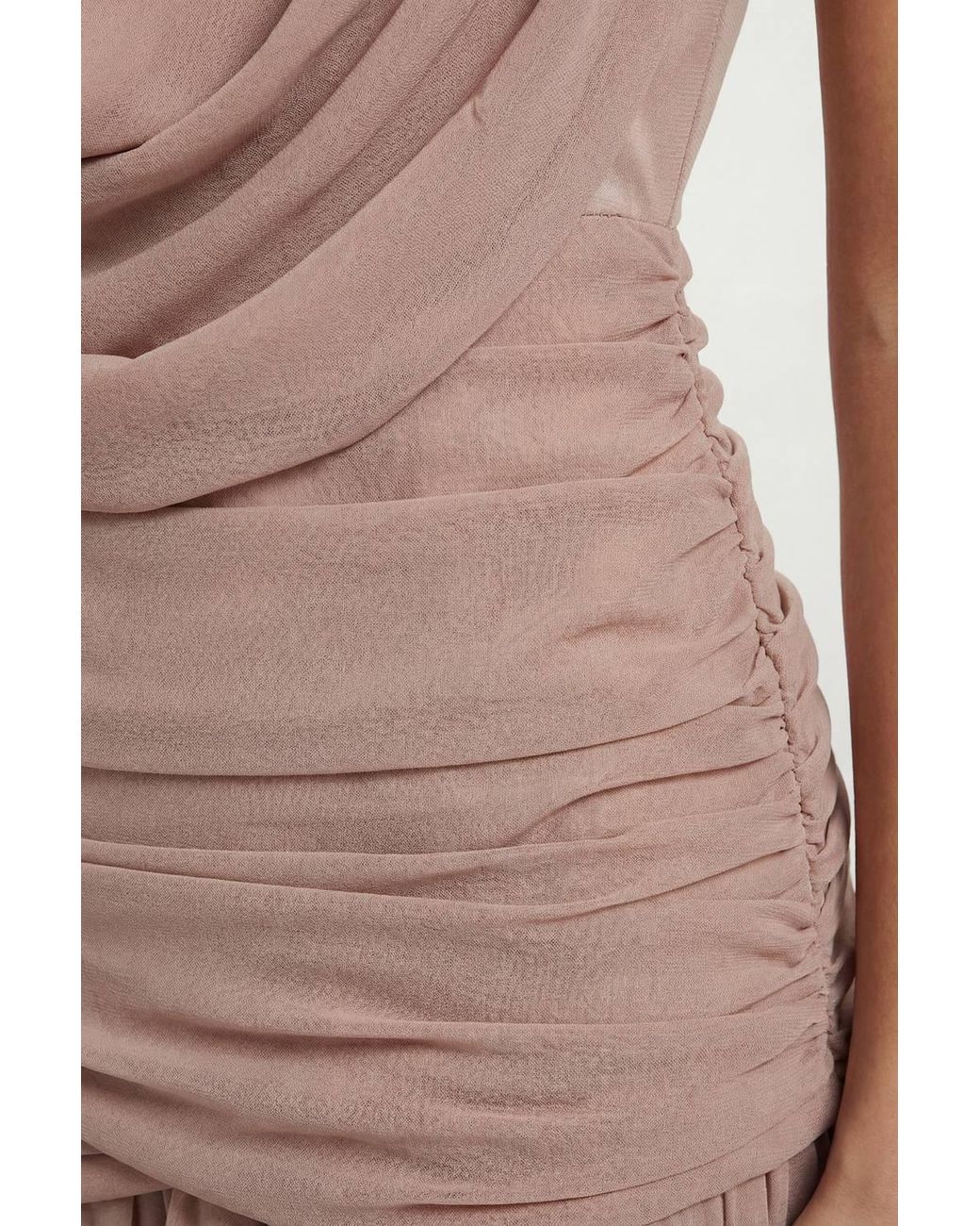 MissPap Natural Draped Neckline Chiffon Maxi Dress