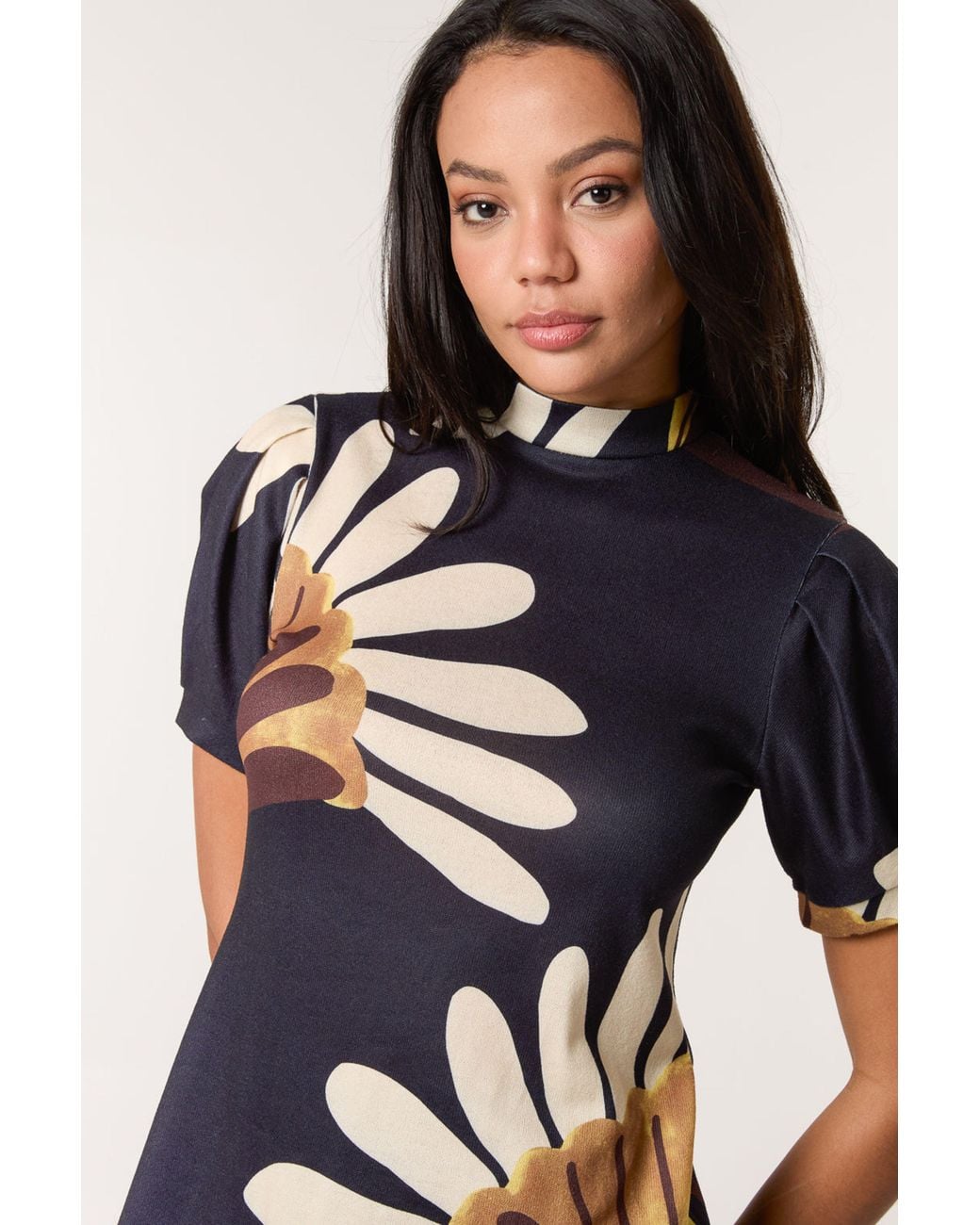 Blue Vanilla Black Short Sleeve Round Neck Mini Dress