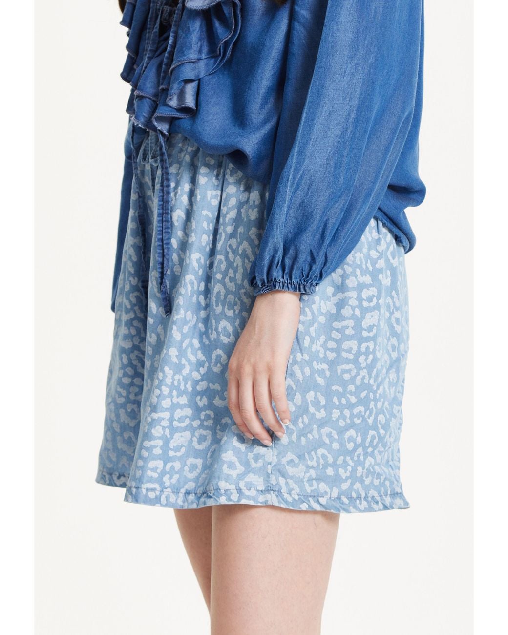 Liquorish Blue Skyline Animal Jacquard Shorts