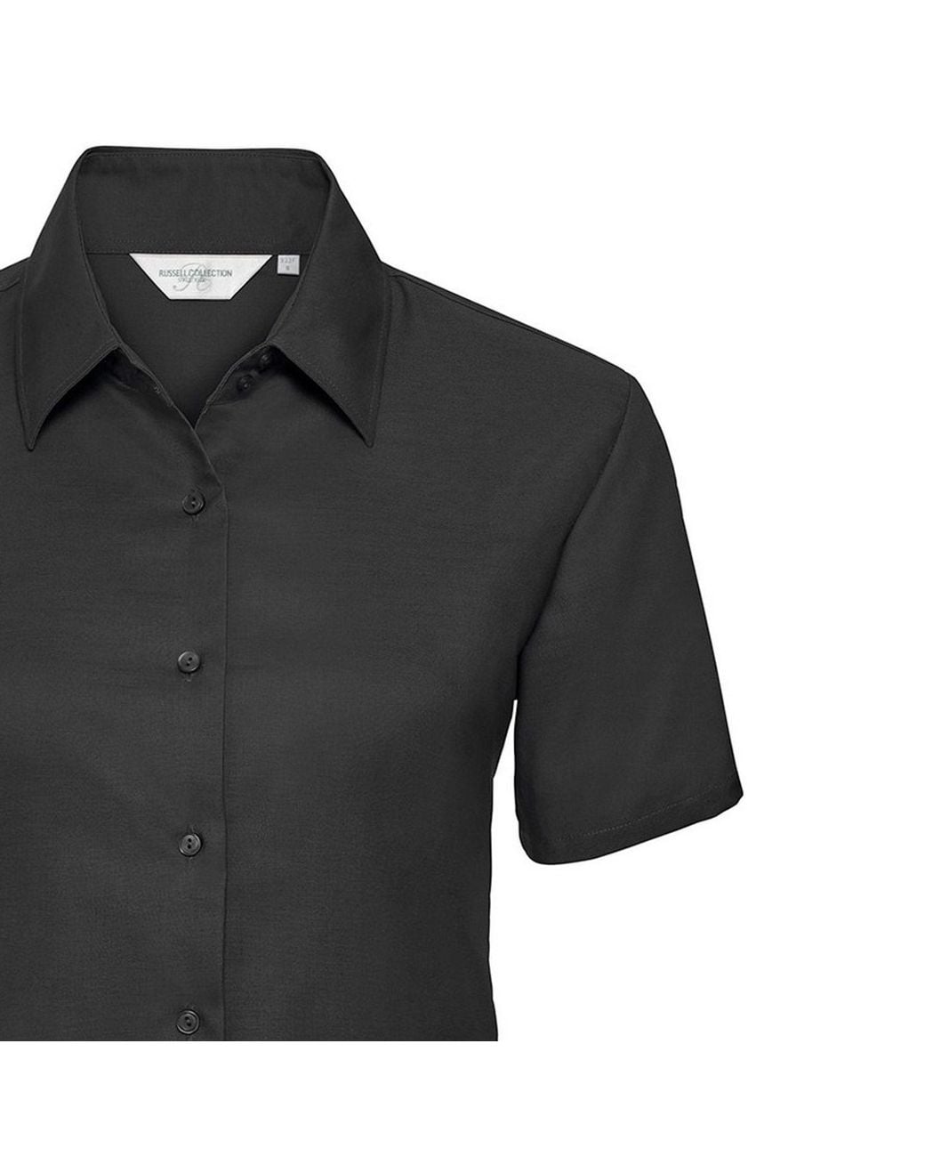 Russell Collection Black Oxford Short-Sleeved Shirt