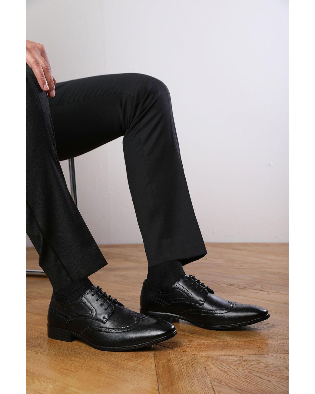Where's That From Black 'Dominic' Lace Up Derby Textured Formal Dress Work Shoes for men