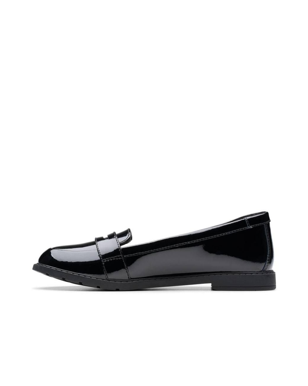 Clarks Black Scala Loafer Youth Patent Loafers, Slip Ons, School Shoes