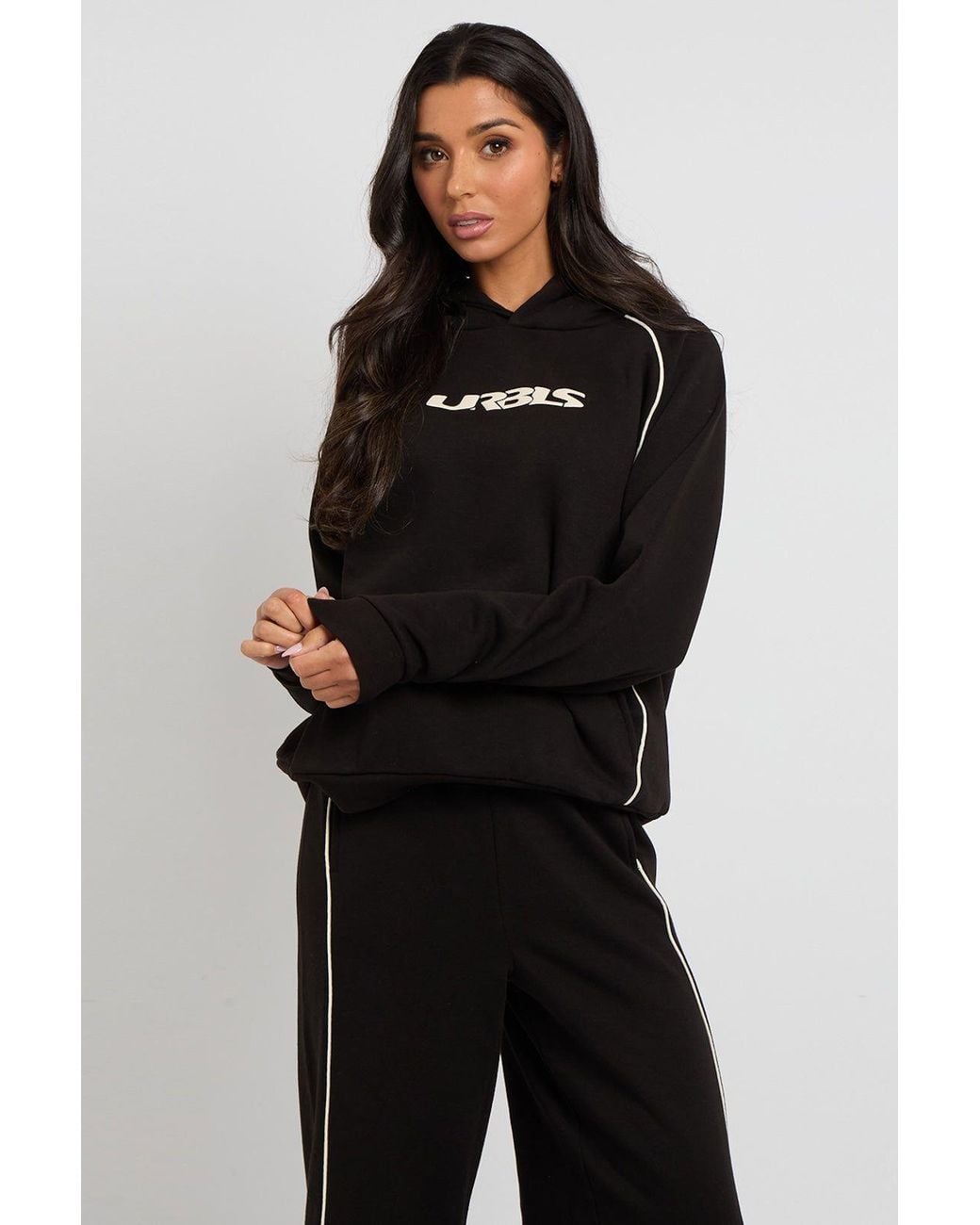 Urban Bliss Black Piped Wide Leg Joggers
