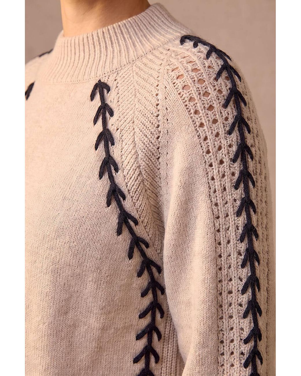 Roman Blue Blanket Stitch Knit Jumper