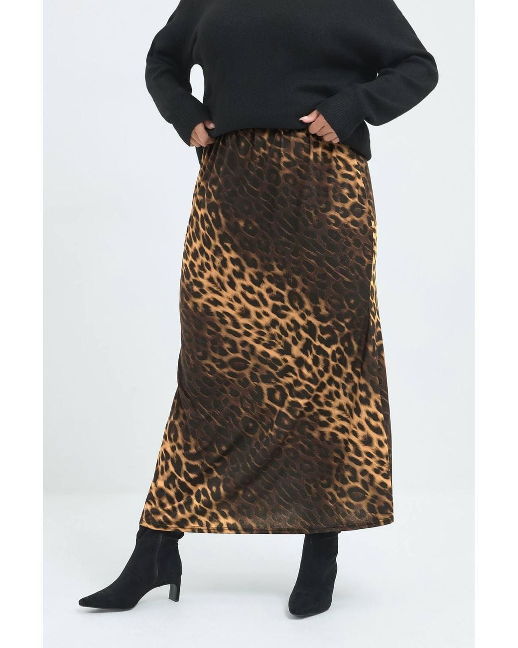 Yours Brown Leopard Print Maxi Skirt