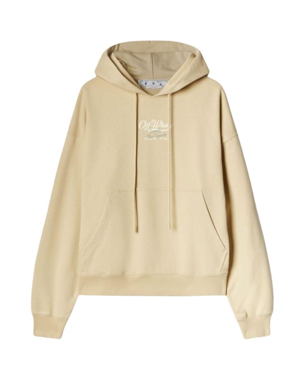Off-White c/o Virgil Abloh Natural Script Logo Opposite Over Skate Fit Hoodie for men