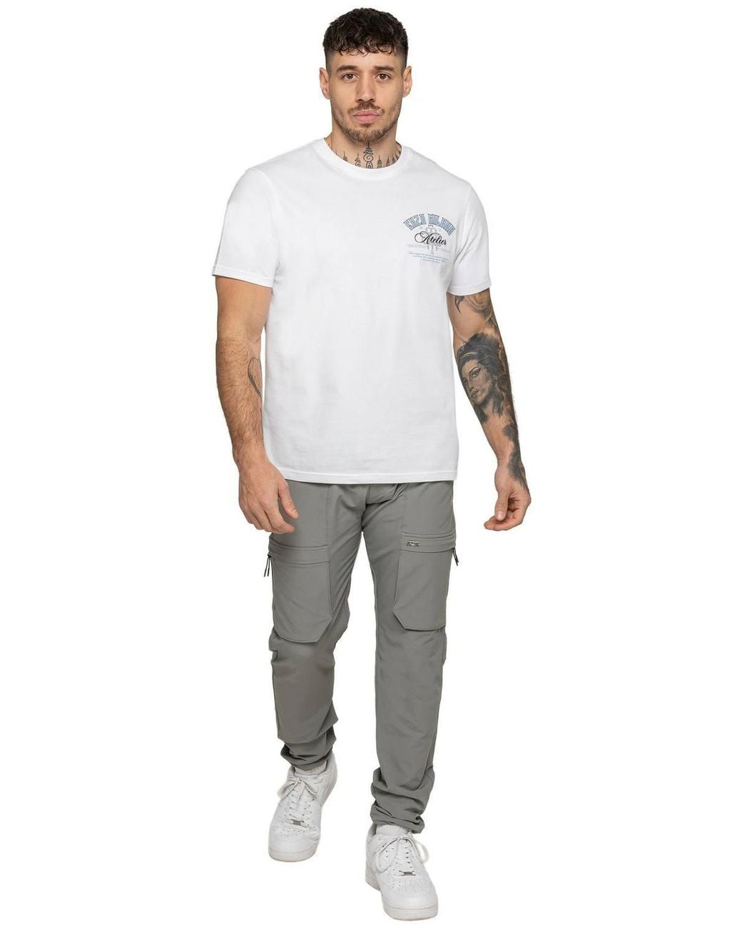 Enzo Gray Crew Neck Atelier Print T-Shirt for men