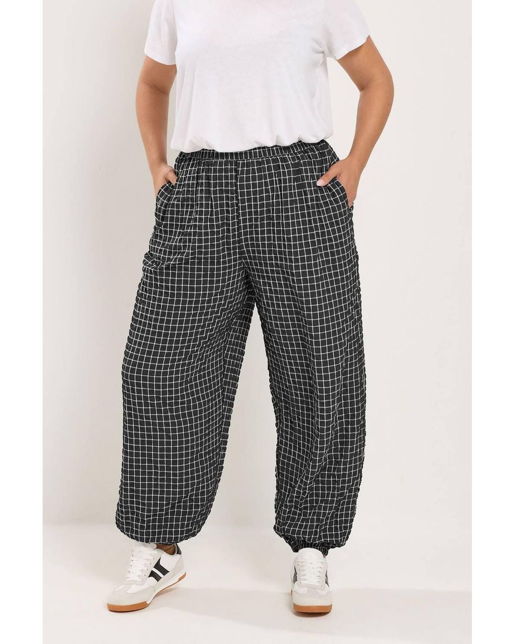 Yours Black Check Balloon Trousers