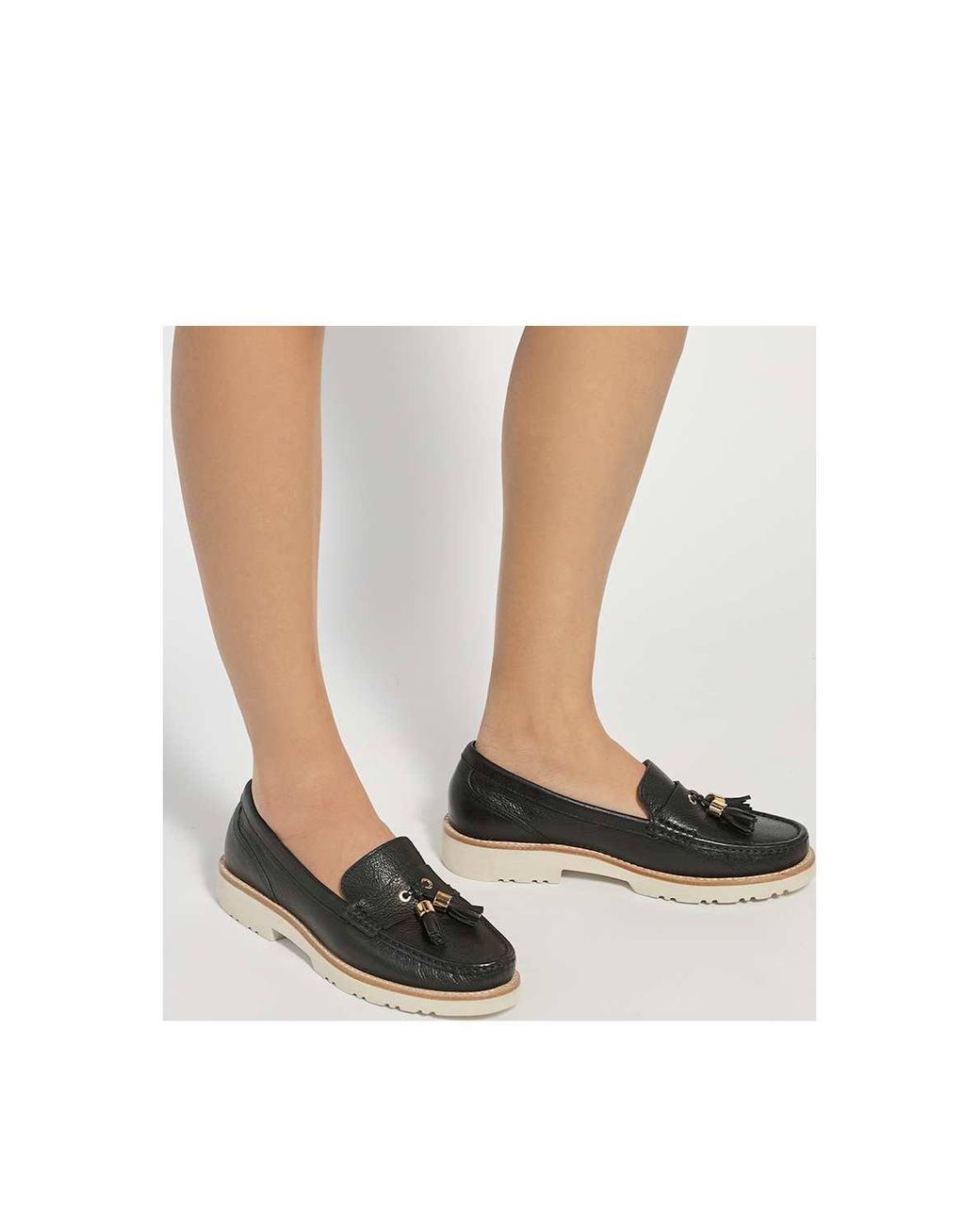Dune Black Wide Fit 'Gwen' Leather Loafers