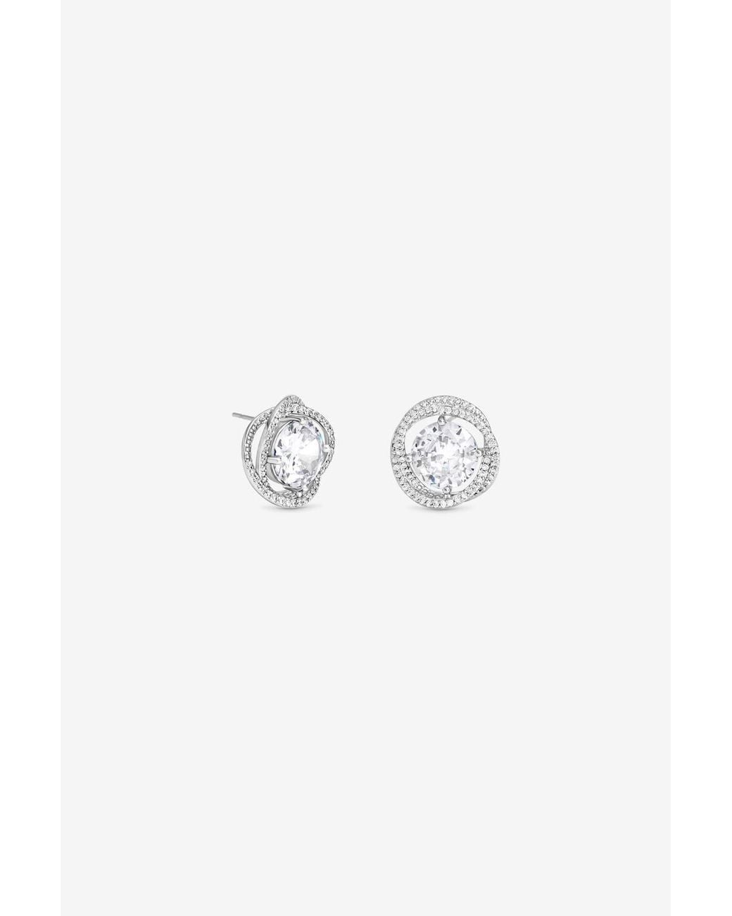 Jon Richard Blue Rhodium Plated Cubic Zirconia Twist Halo Stud Earrings