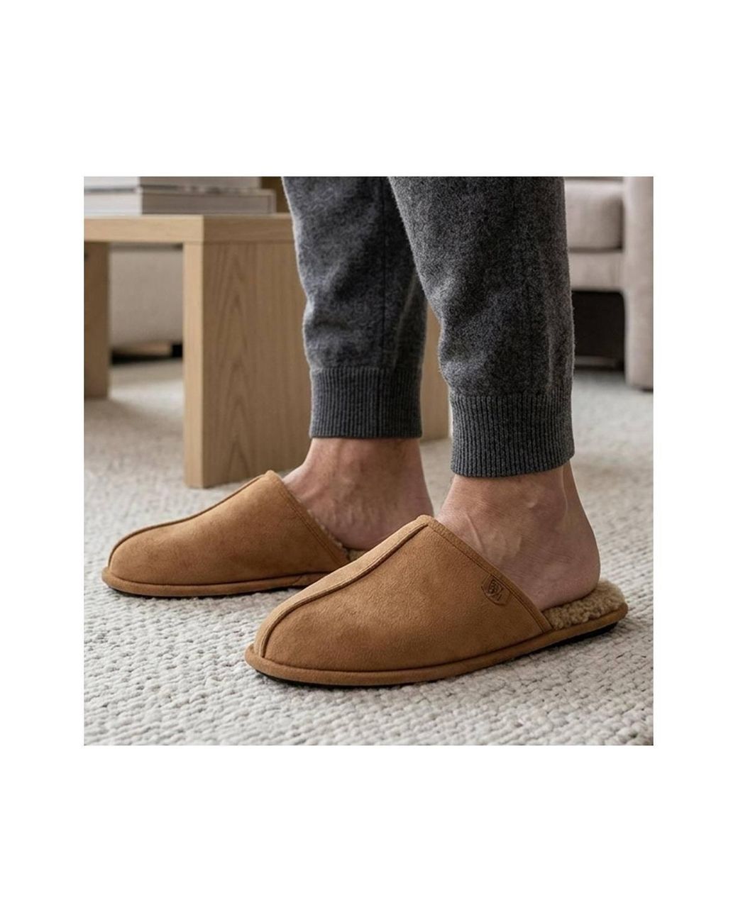 Pavers Brown Wide Fit Luxury Mule Slippers for men