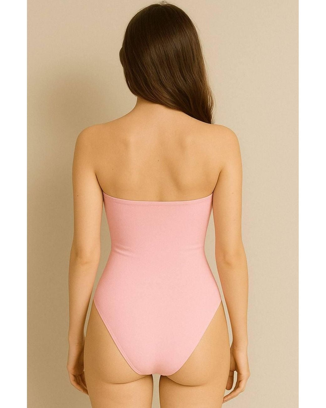 Stylewise Natural Buckle Detail Cut Out Bandeau Bodysuit