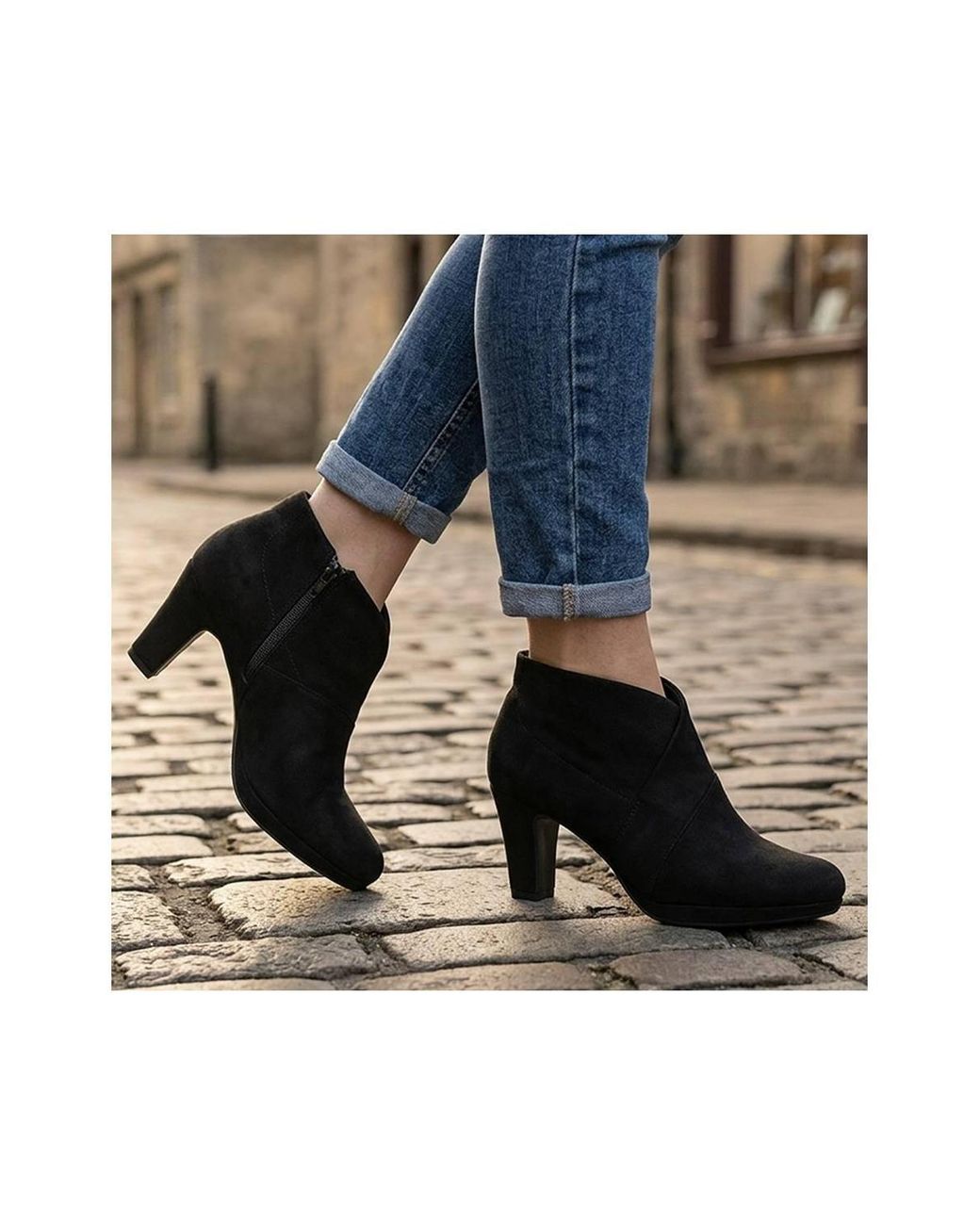 Pavers Black Smart Stiletto Heel Ankle Boots
