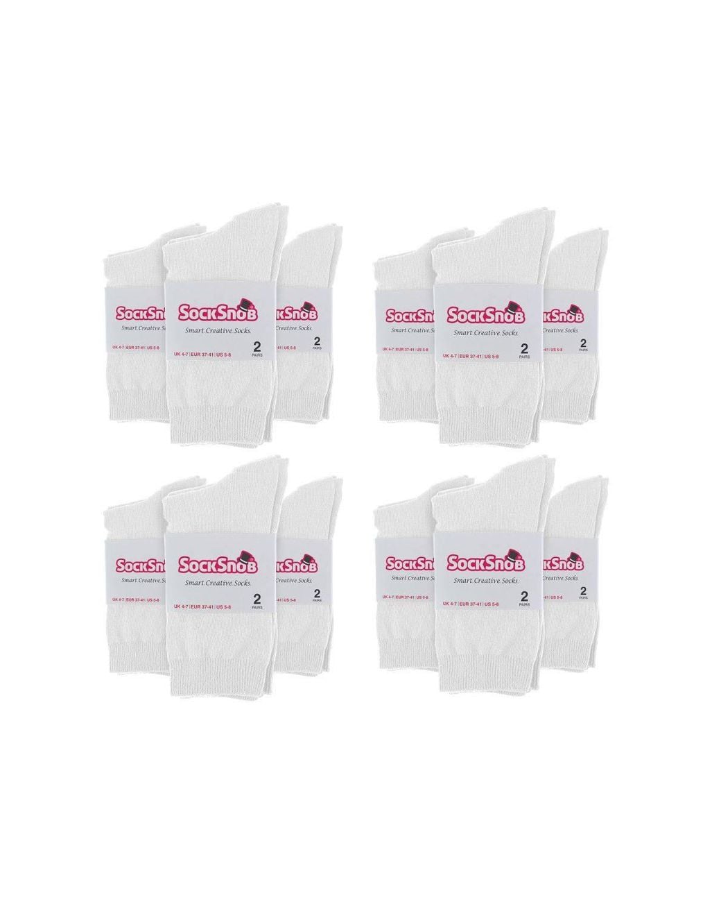 Sock Snob White 24 Pairs Plain Cotton Rich Dress Socks