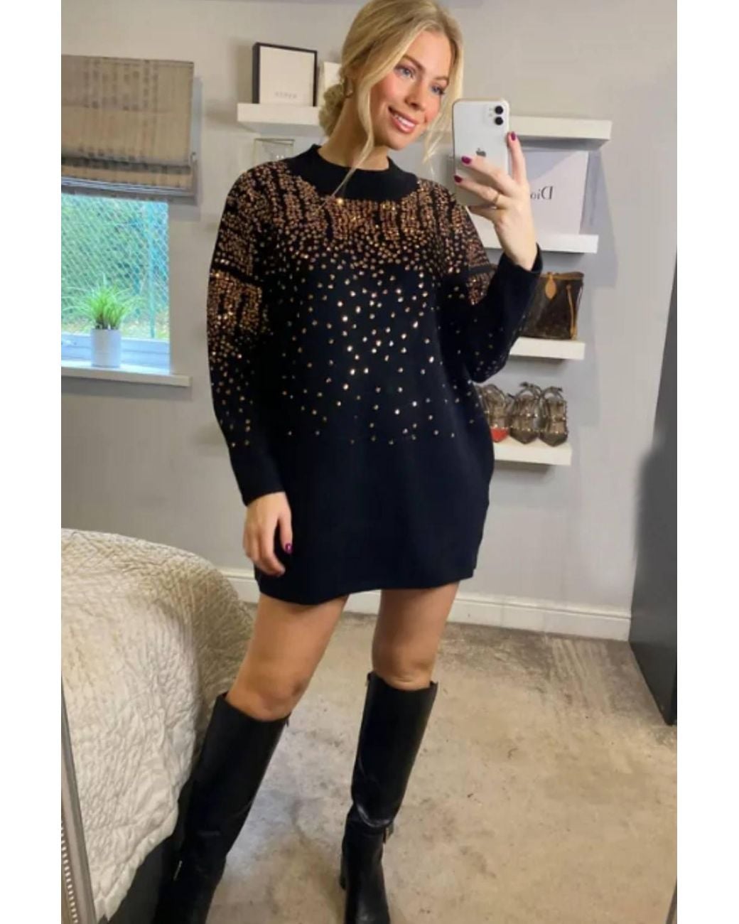 CY Blue Sequin Embellished Jumper