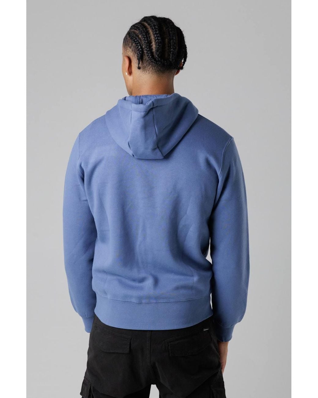 Firetrap Blue Regular Fit Cotton Rich Zip Through Hoody With Drawstring for men