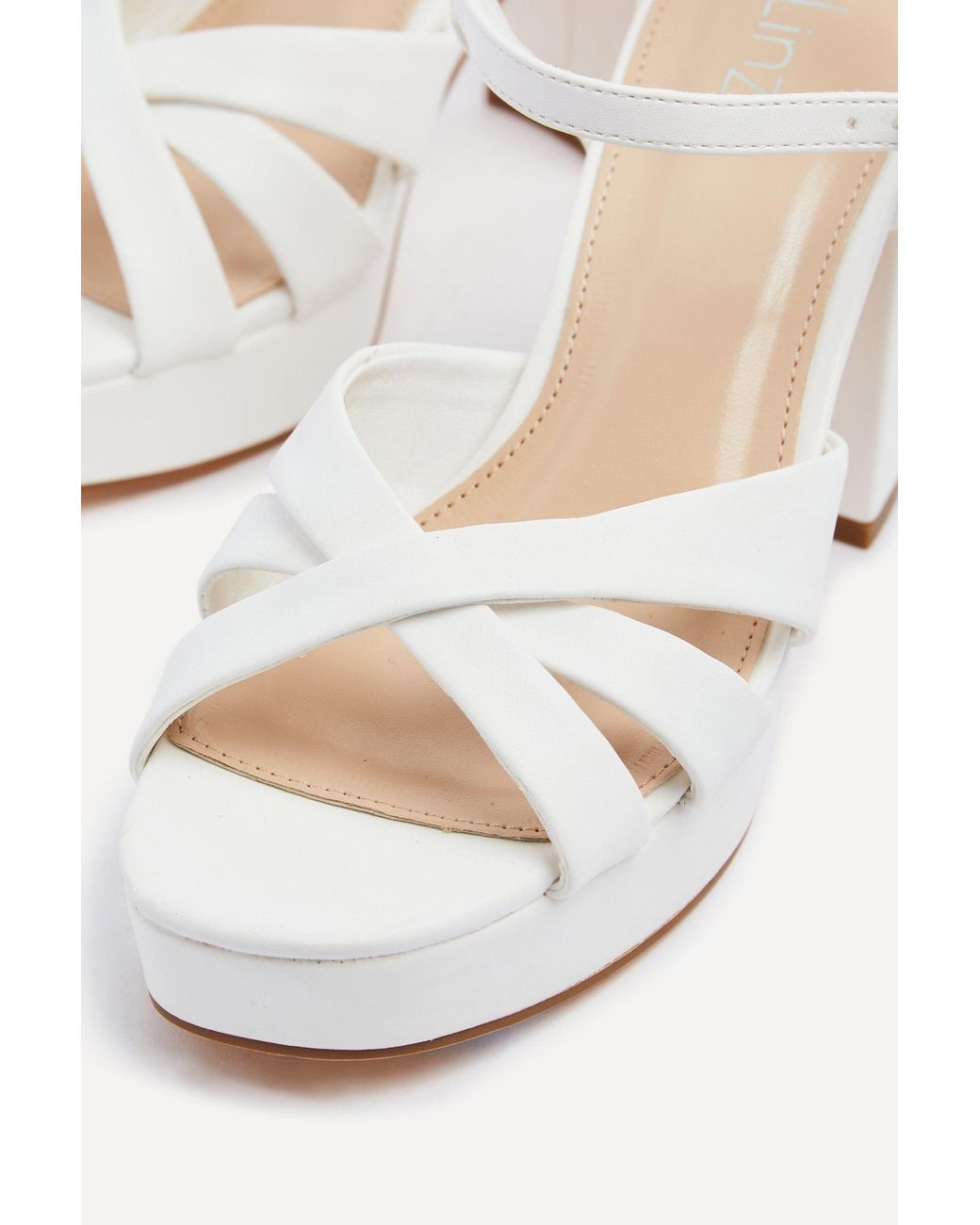 Linzi White Keliah Faux Leather Platform Heels