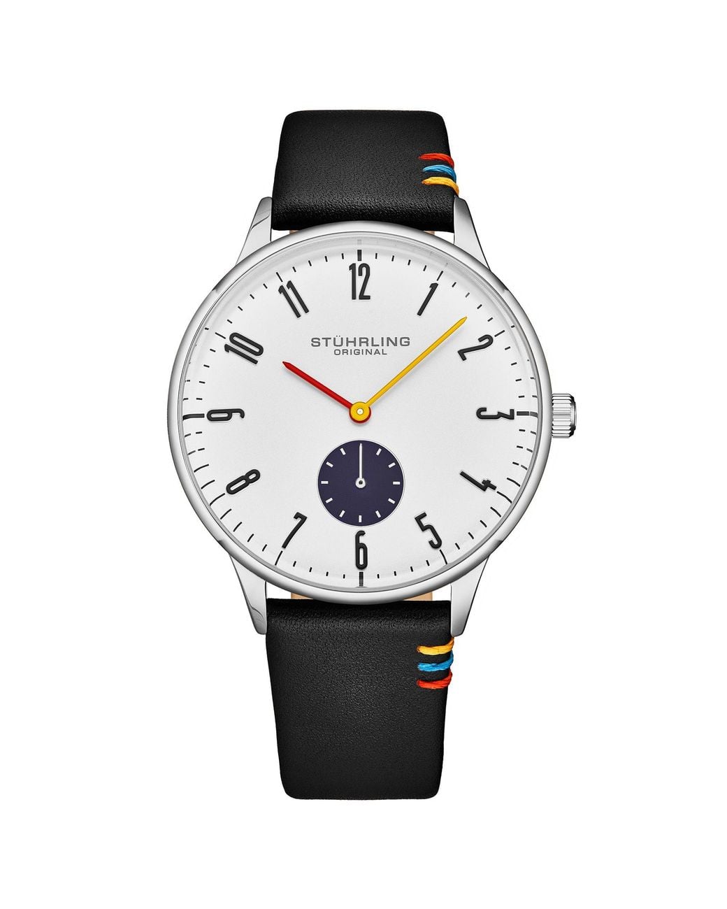 Stuhrling Black Romania 4026 Dress Watch Quartz 42Mm Case Leather Strap for men