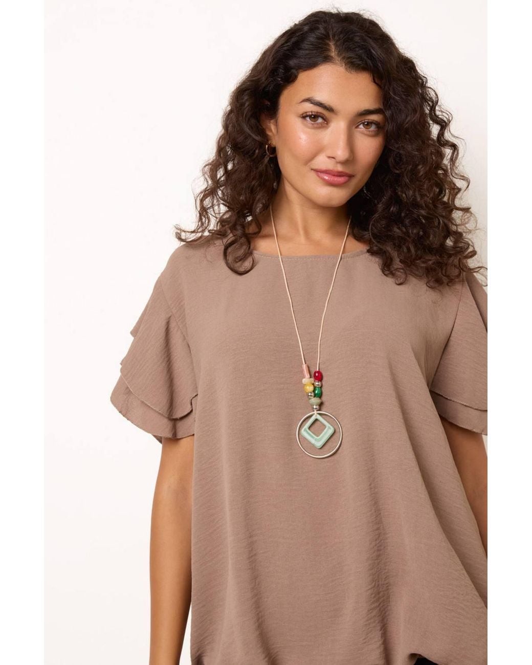 Blue Vanilla Natural Short Sleeve Round Neck Top