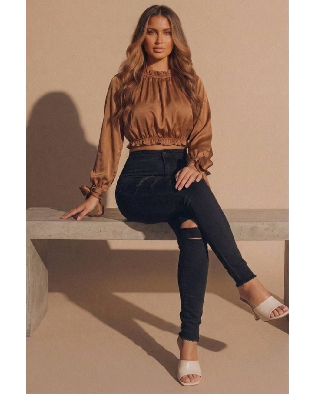 Femme Luxe Black Distressed High Waisted Skinny Jeans