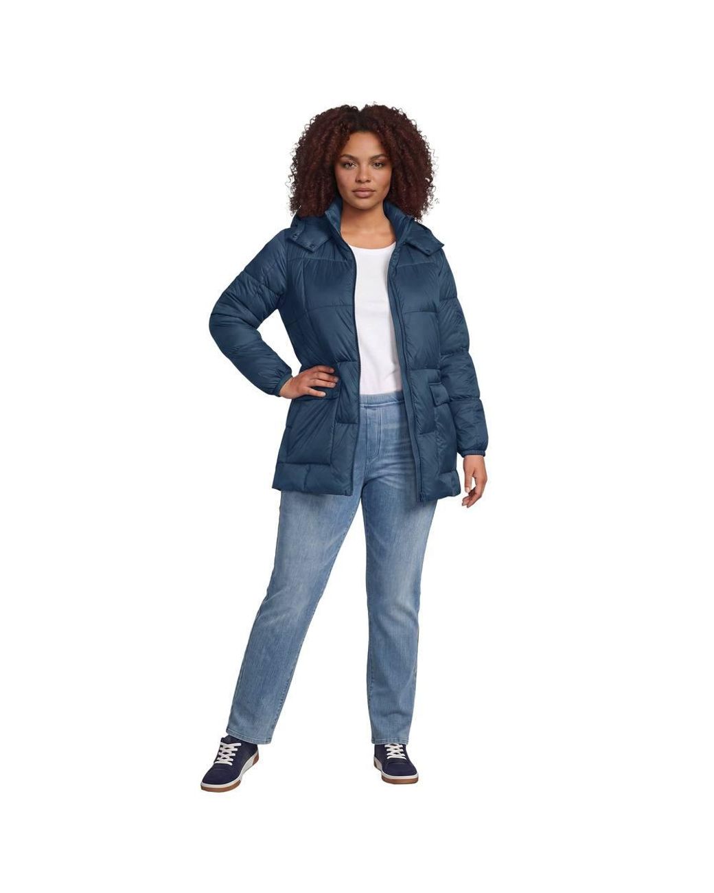 Lands' End Blue Plus Wanderweight Down Packable Puffer Jacket
