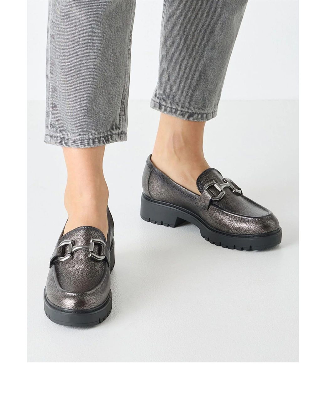 Infinity Leather Black Tamaris Leather Loafers Slip-On Platform Shoes