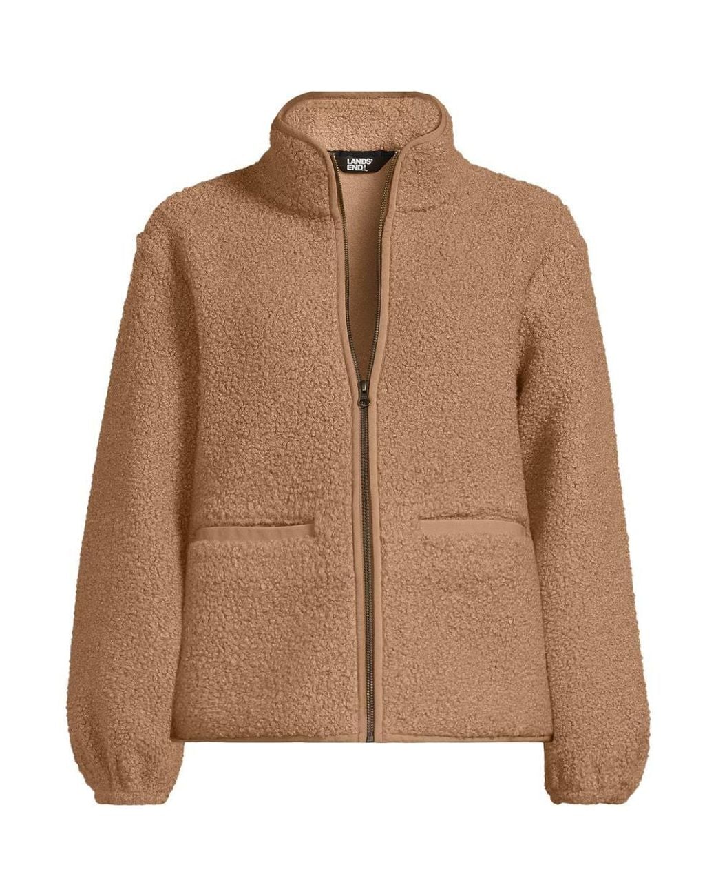 Lands' End Brown Plus Fleece Bouclé Jacket