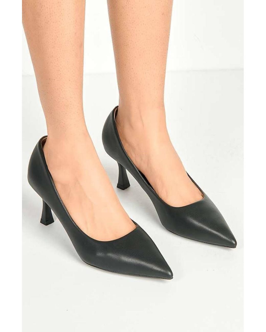Miss Diva Black Aranea Pointed Toe Court Shoes
