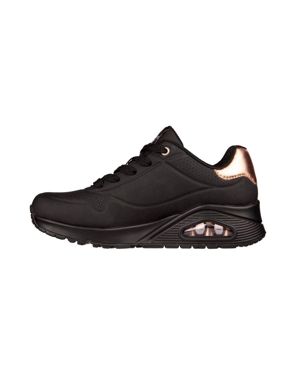 Skechers Black Uno Metallic Heel Trainers